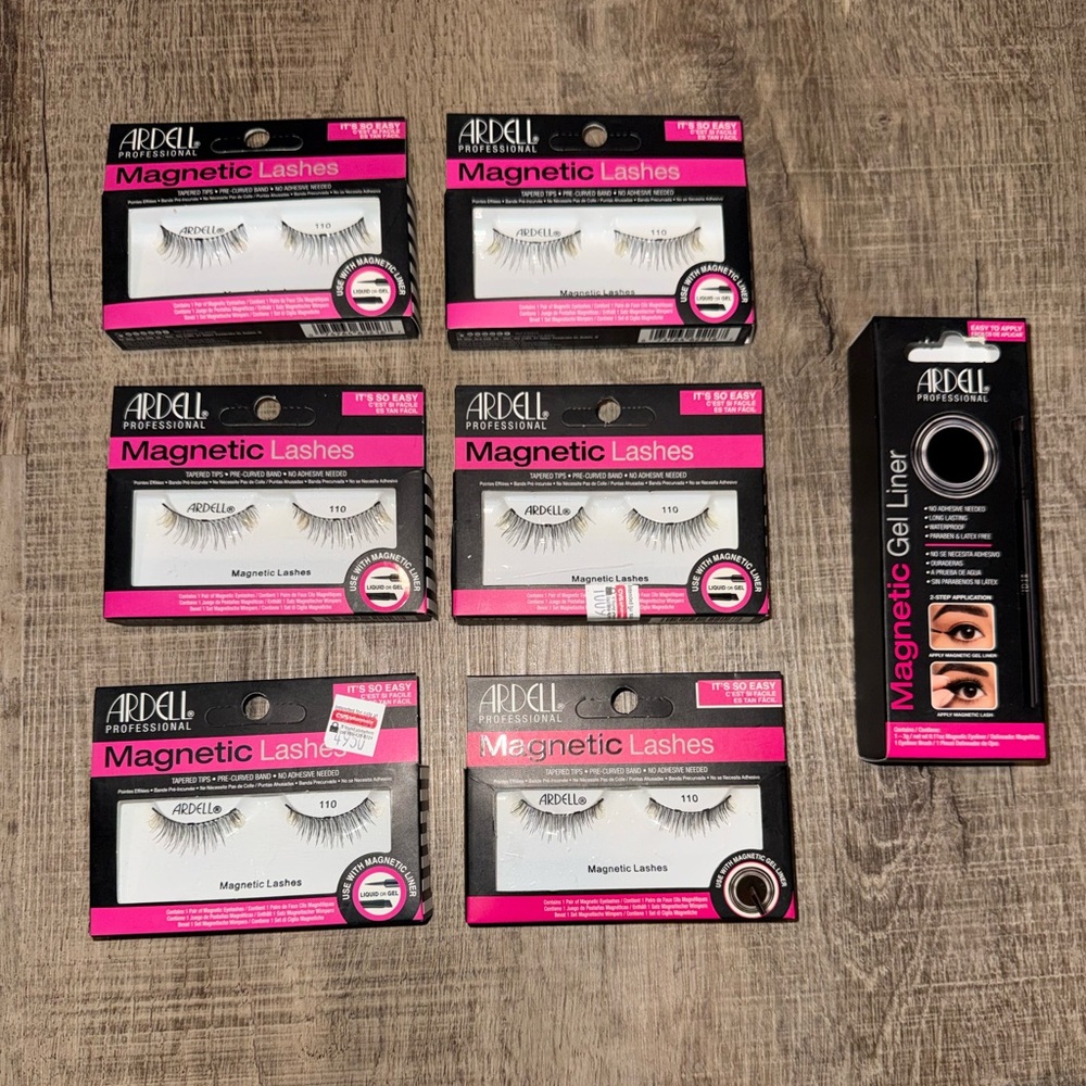 Ardell Magnetic Lashes #110 (6 Pack Bundle) & 1 Magnetic Gel Eyeliner